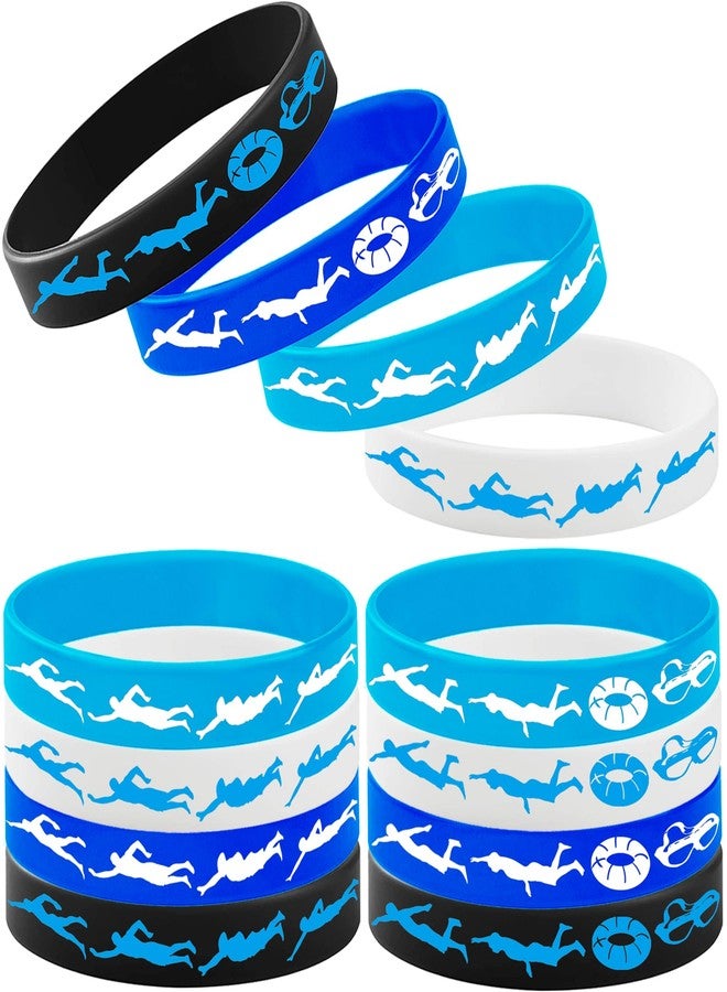 PIBIPAID 24PCS Swimming Rubber Bracelets Keychains Party Favors-Sport Themed Silicone Bracelets Party Supplies Swimming Action Themed Birthday Baby Shower Party Decorations - Image 3